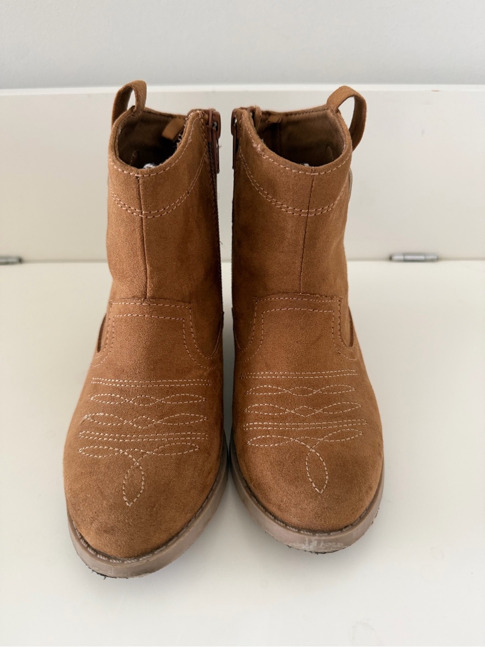 Kids Brown Suede Western Booties - old navy